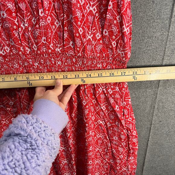 Destination 365 Regular Printed Short-Sleeve Midi Dress Red Abstract Size 1X - Picture 7 of 15